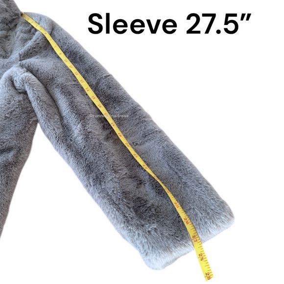 NWT Elie Tahari Grey Faux Fur Hooded Coat Cozy Chic Winter Jacket Size Medium - Picture 12 of 16